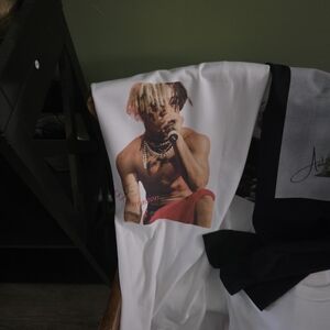 White Graphic T-Shirt with Red and Black Accents